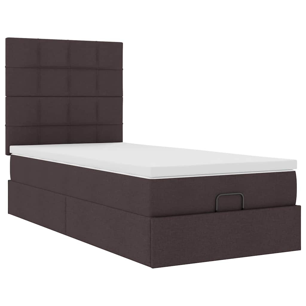 vidaXL Ottoman-Bett mit Matratze & LEDs Dunkelbraun 90x190 cm Stoff