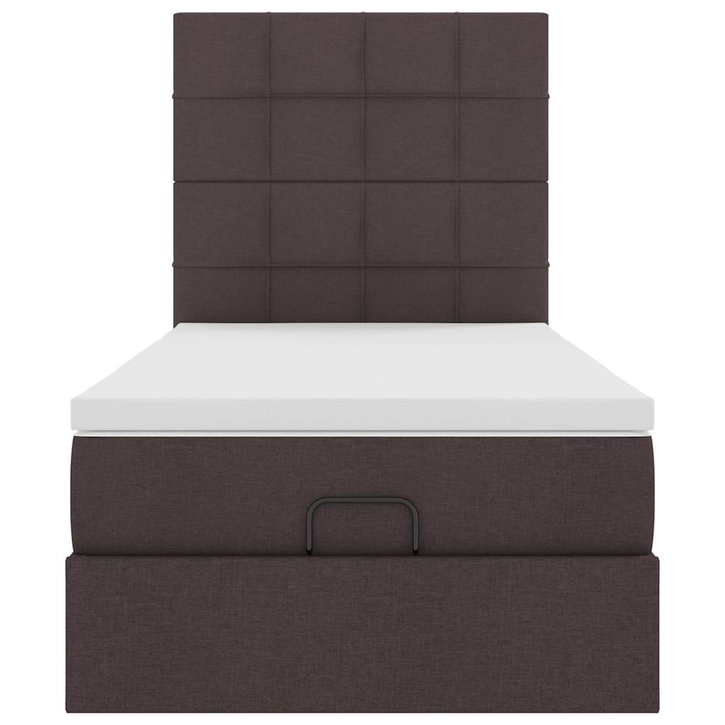 vidaXL Ottoman-Bett mit Matratze & LEDs Dunkelbraun 90x190 cm Stoff