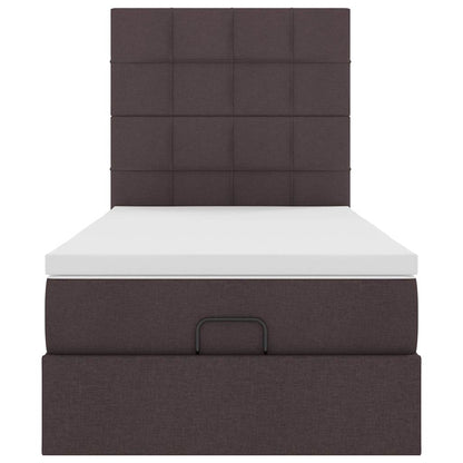 vidaXL Ottoman-Bett mit Matratze & LEDs Dunkelbraun 90x190 cm Stoff