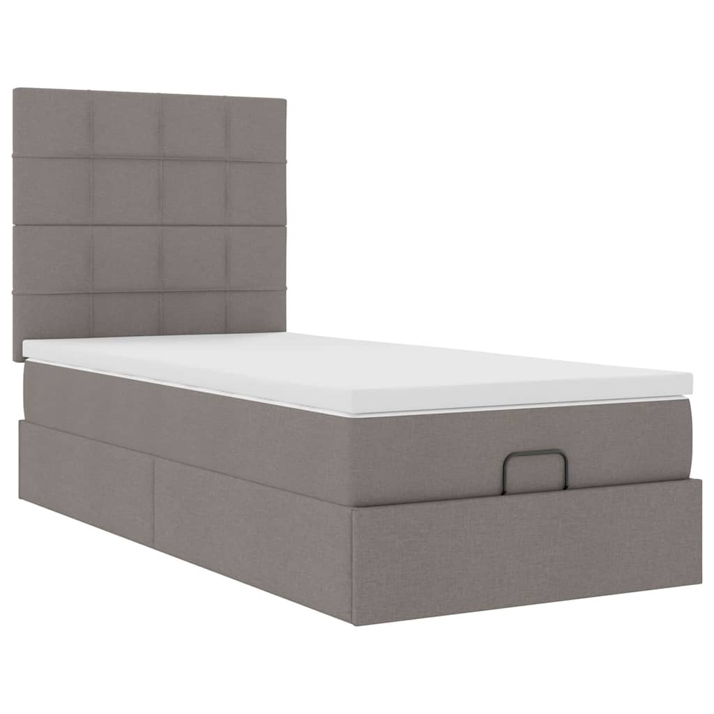 vidaXL Ottoman-Bett mit Matratze & LEDs Taupe 90x190 cm Stoff