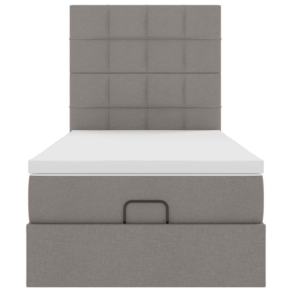 vidaXL Ottoman-Bett mit Matratze & LEDs Taupe 90x190 cm Stoff
