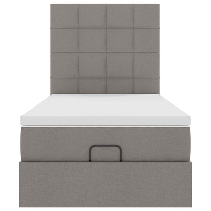 vidaXL Ottoman-Bett mit Matratze & LEDs Taupe 90x190 cm Stoff