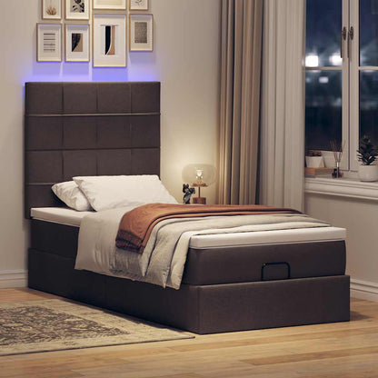 vidaXL Ottomane Bett mit Matratze & LEDs Dunkelbraun 90x200 cm Stoff