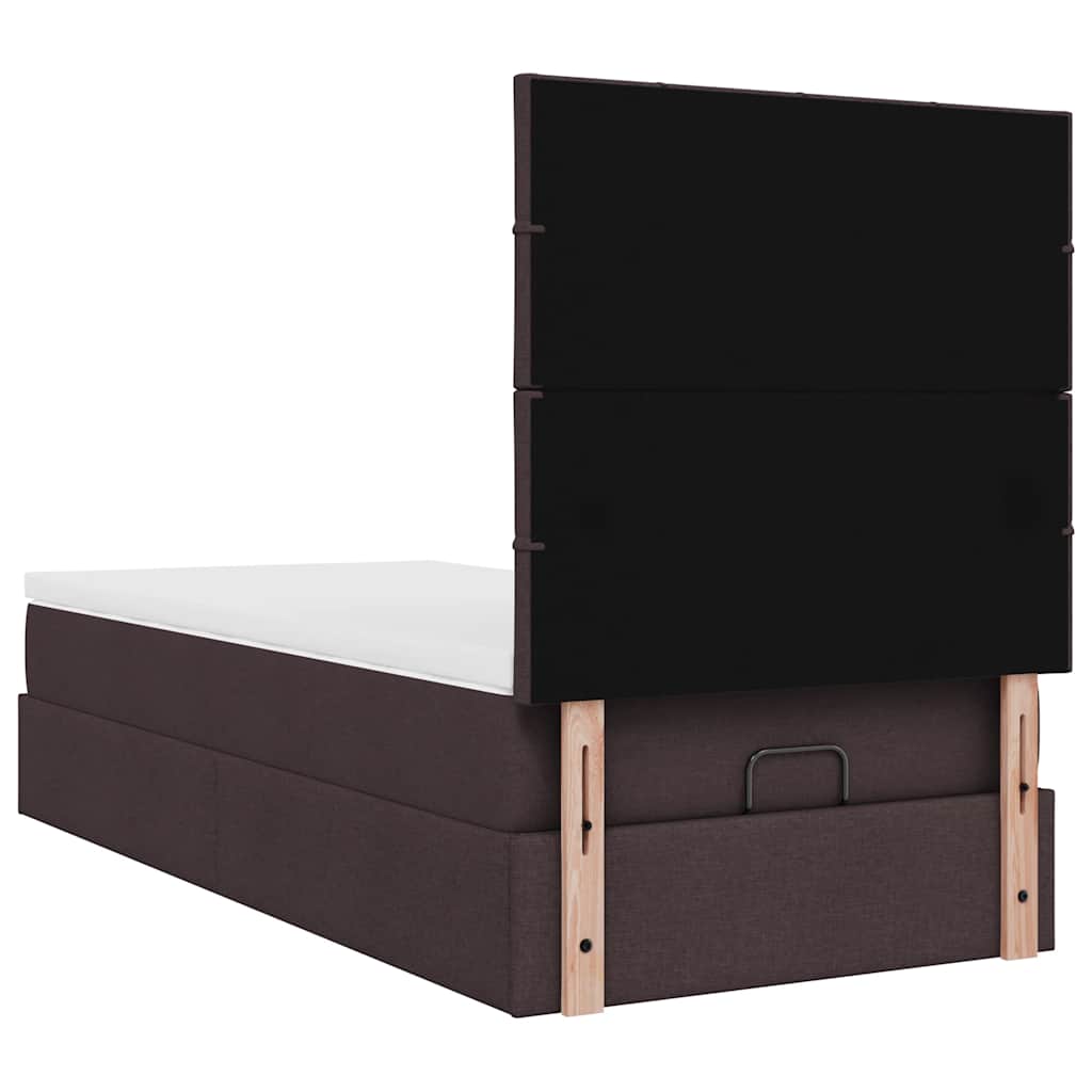 vidaXL Ottomane Bett mit Matratze & LEDs Dunkelbraun 90x200 cm Stoff