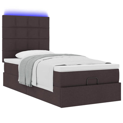 vidaXL Ottomane Bett mit Matratze & LEDs Dunkelbraun 90x200 cm Stoff