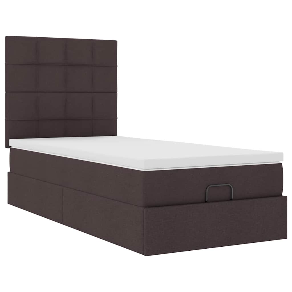 vidaXL Ottomane Bett mit Matratze & LEDs Dunkelbraun 90x200 cm Stoff