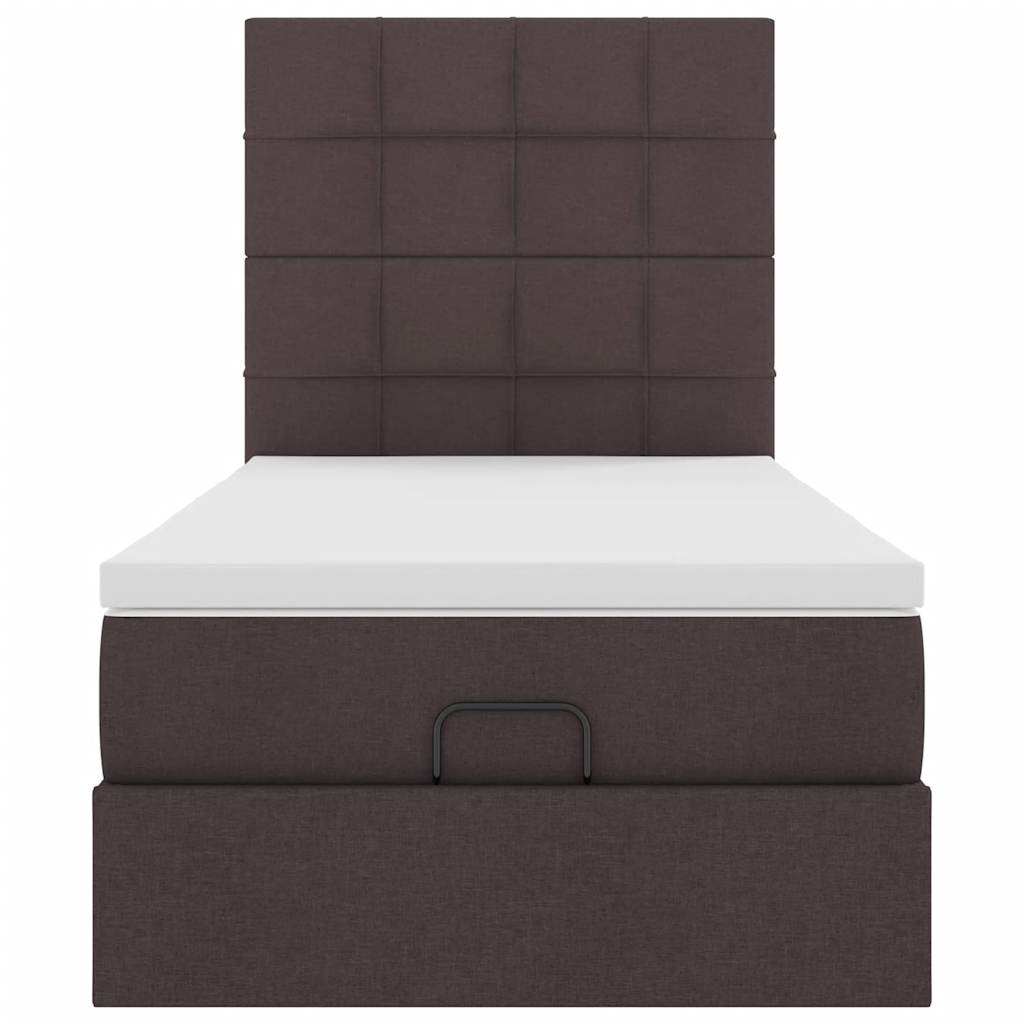 vidaXL Ottomane Bett mit Matratze & LEDs Dunkelbraun 90x200 cm Stoff