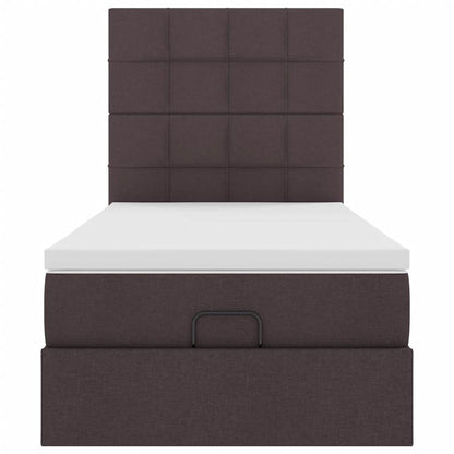 vidaXL Ottomane Bett mit Matratze & LEDs Dunkelbraun 90x200 cm Stoff