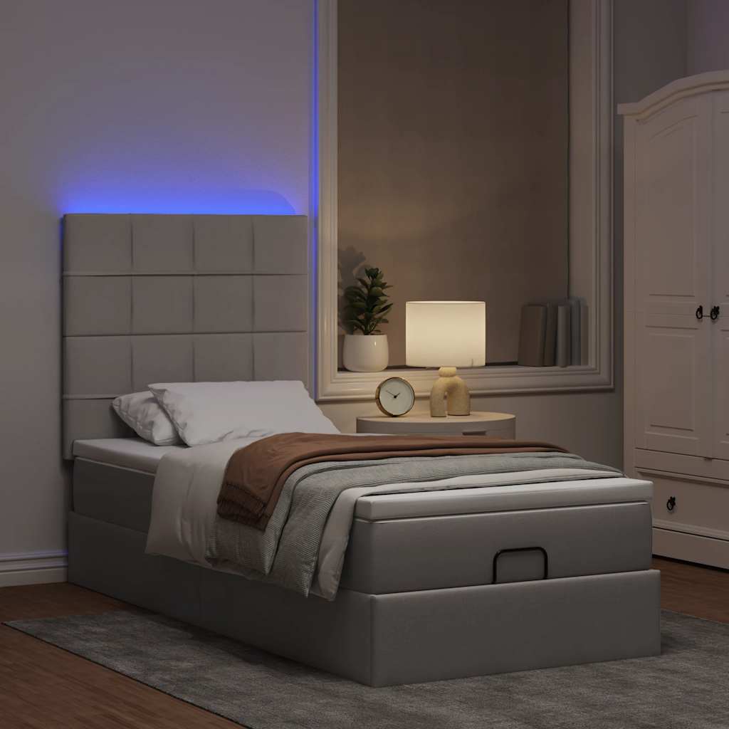 vidaXL Ottomane Bett mit Matratze & LEDs Taupe 90x200 cm Stoff