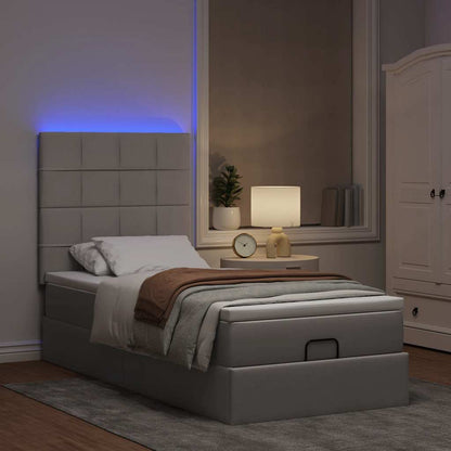 vidaXL Ottomane Bett mit Matratze & LEDs Taupe 90x200 cm Stoff