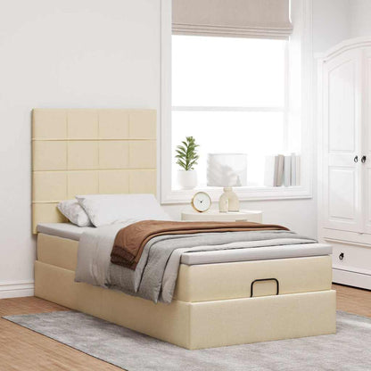 vidaXL Lit Ottoman avec Matelas et LED Crème 90x200 cm Tissu