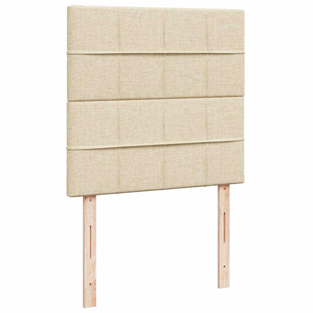 Ottomane Bett mit Matratze & LEDs Creme 90x200 cm Stoff