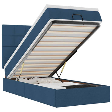 vidaXL Ottomane Bett mit Matratze & LEDs Blau 90x200 cm Stoff
