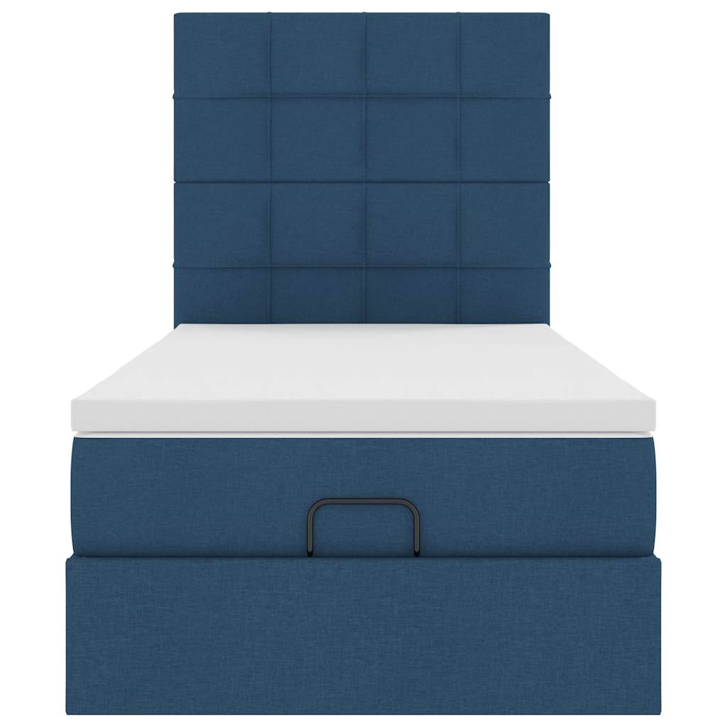 vidaXL Ottomane Bett mit Matratze & LEDs Blau 90x200 cm Stoff
