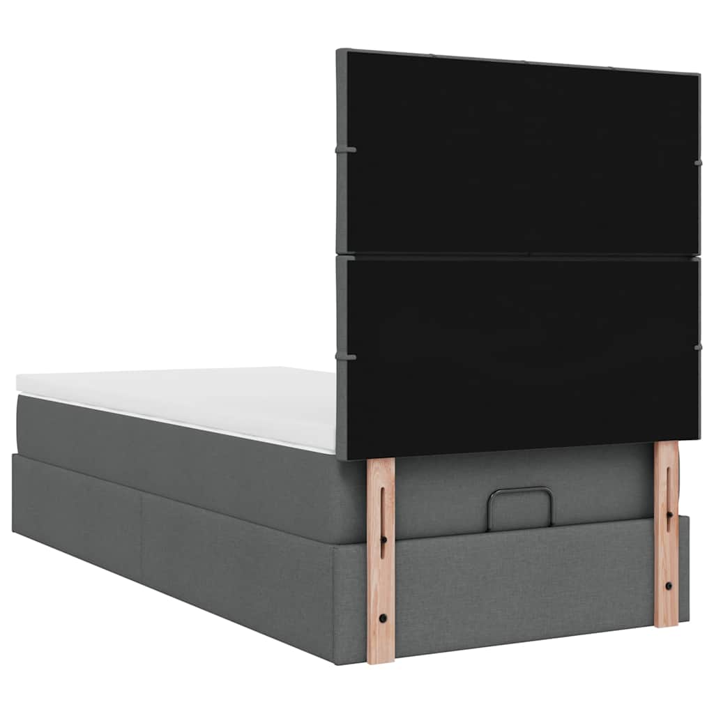 vidaXL Ottoman-Bett mit Matratze & LEDs Dunkelgrau 100x200 cm Stoff