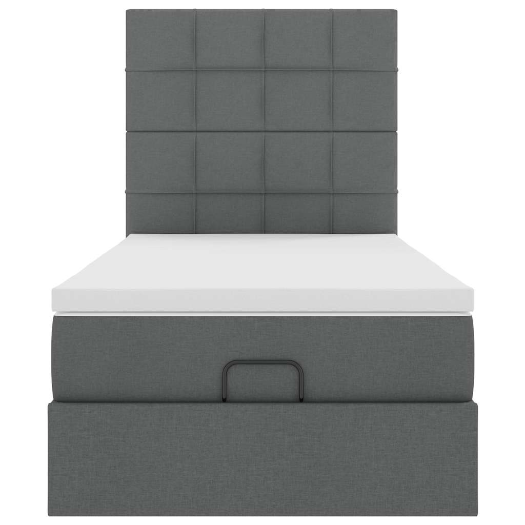 vidaXL Ottoman-Bett mit Matratze & LEDs Dunkelgrau 100x200 cm Stoff