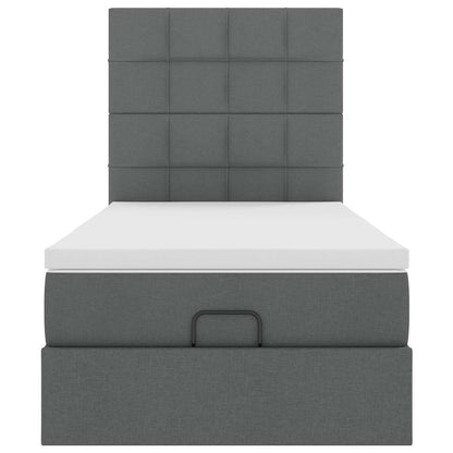 vidaXL Ottoman-Bett mit Matratze & LEDs Dunkelgrau 100x200 cm Stoff