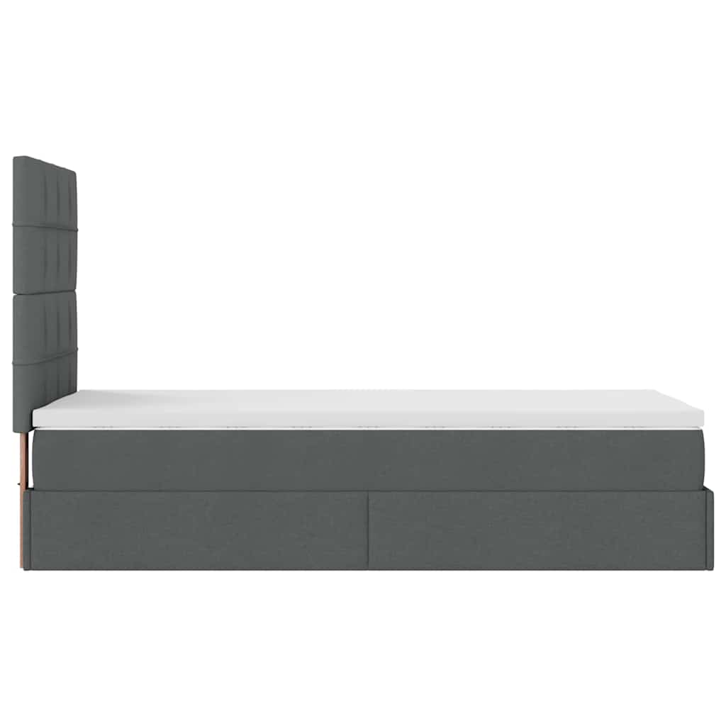 vidaXL Ottoman-Bett mit Matratze & LEDs Dunkelgrau 100x200 cm Stoff
