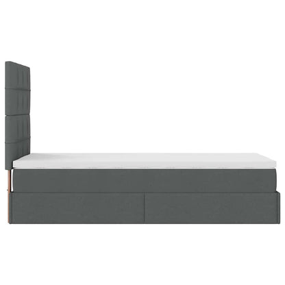 vidaXL Ottoman-Bett mit Matratze & LEDs Dunkelgrau 100x200 cm Stoff