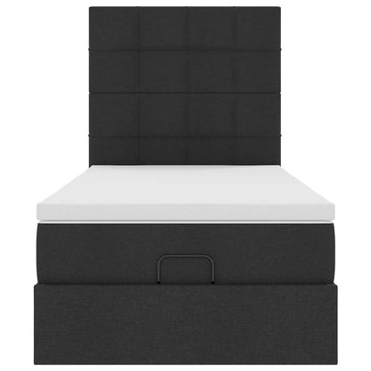 Ottoman-Bett mit Matratze & LEDs Schwarz 100x200 cm Stoff