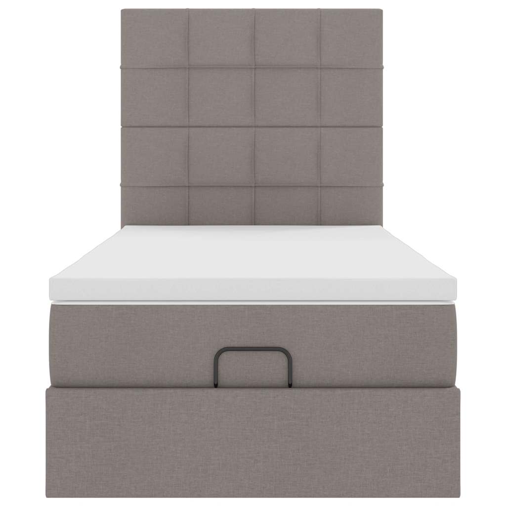 vidaXL Ottoman-Bett mit Matratze & LEDs Taupe 100x200 cm Stoff