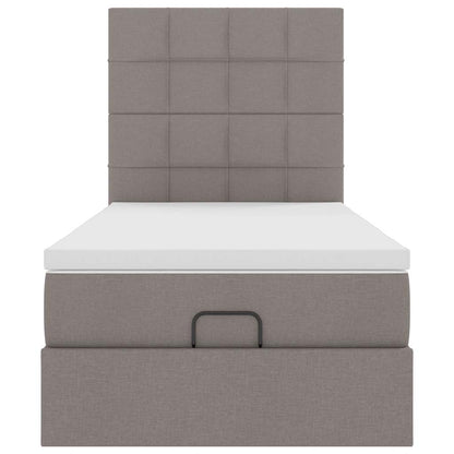 vidaXL Ottoman-Bett mit Matratze & LEDs Taupe 100x200 cm Stoff