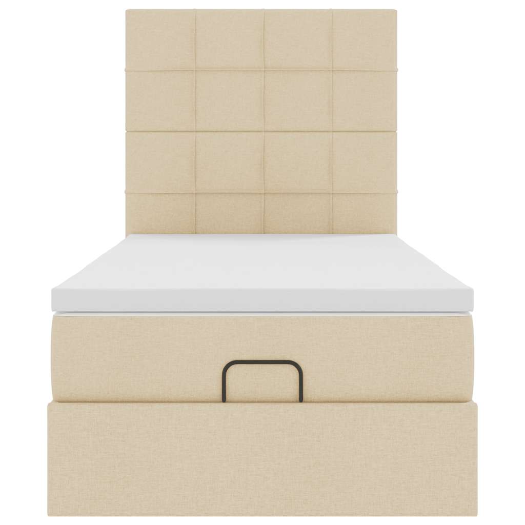 vidaXL Ottoman-Bett mit Matratze & LEDs Creme 100x200 cm Stoff