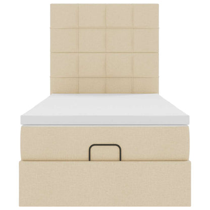 vidaXL Ottoman-Bett mit Matratze & LEDs Creme 100x200 cm Stoff