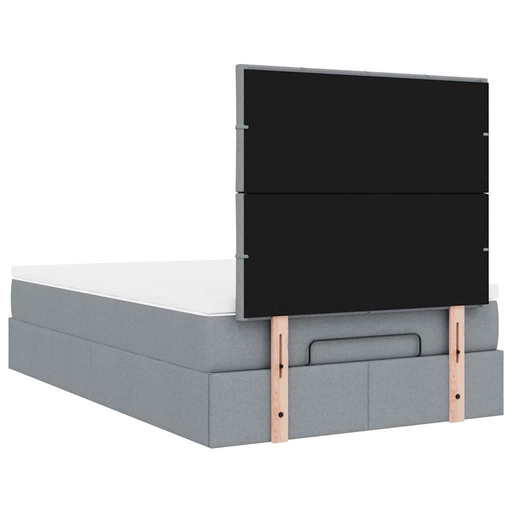 vidaXL Lit ottoman avec matelas et LED gris clair 120x190 cm tissu