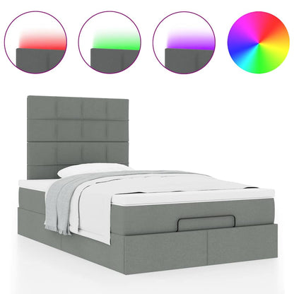 vidaXL Ottoman-Bett mit Matratze & LEDs Dunkelgrau 120x190 cm Stoff