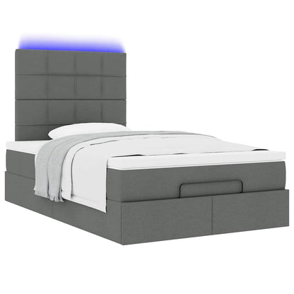 vidaXL Ottoman-Bett mit Matratze & LEDs Dunkelgrau 120x190 cm Stoff
