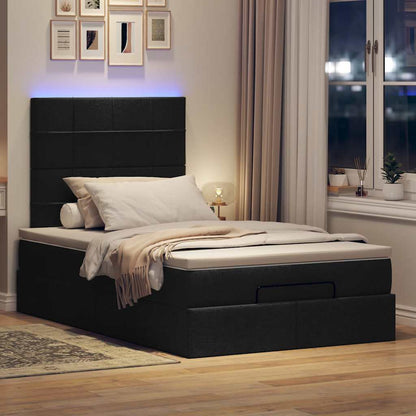 Ottoman-Bett mit Matratze & LEDs Schwarz 120x190 cm Stoff