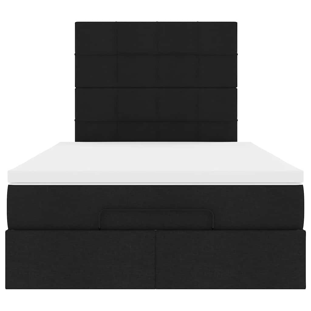 Ottoman-Bett mit Matratze & LEDs Schwarz 120x190 cm Stoff