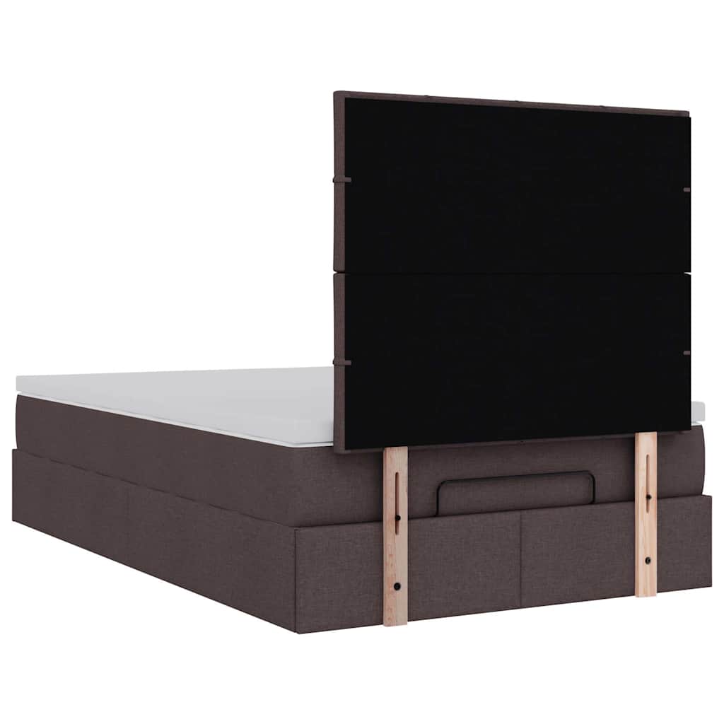 vidaXL Ottoman-Bett mit Matratze & LEDs Dunkelbraun 120x190 cm Stoff