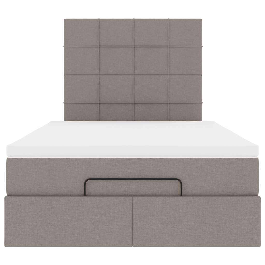 vidaXL Ottoman-Bett mit Matratze & LEDs Taupe 120x190 cm Stoff