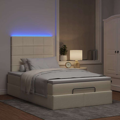 vidaXL Lit ottoman avec matelas et LED Crème 120x190 cm Tissu