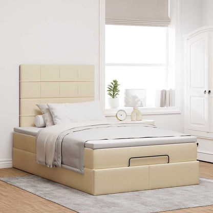 vidaXL Lit ottoman avec matelas et LED Crème 120x190 cm Tissu