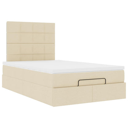 vidaXL Lit ottoman avec matelas et LED Crème 120x190 cm Tissu