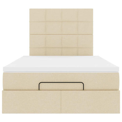 vidaXL Lit ottoman avec matelas et LED Crème 120x190 cm Tissu
