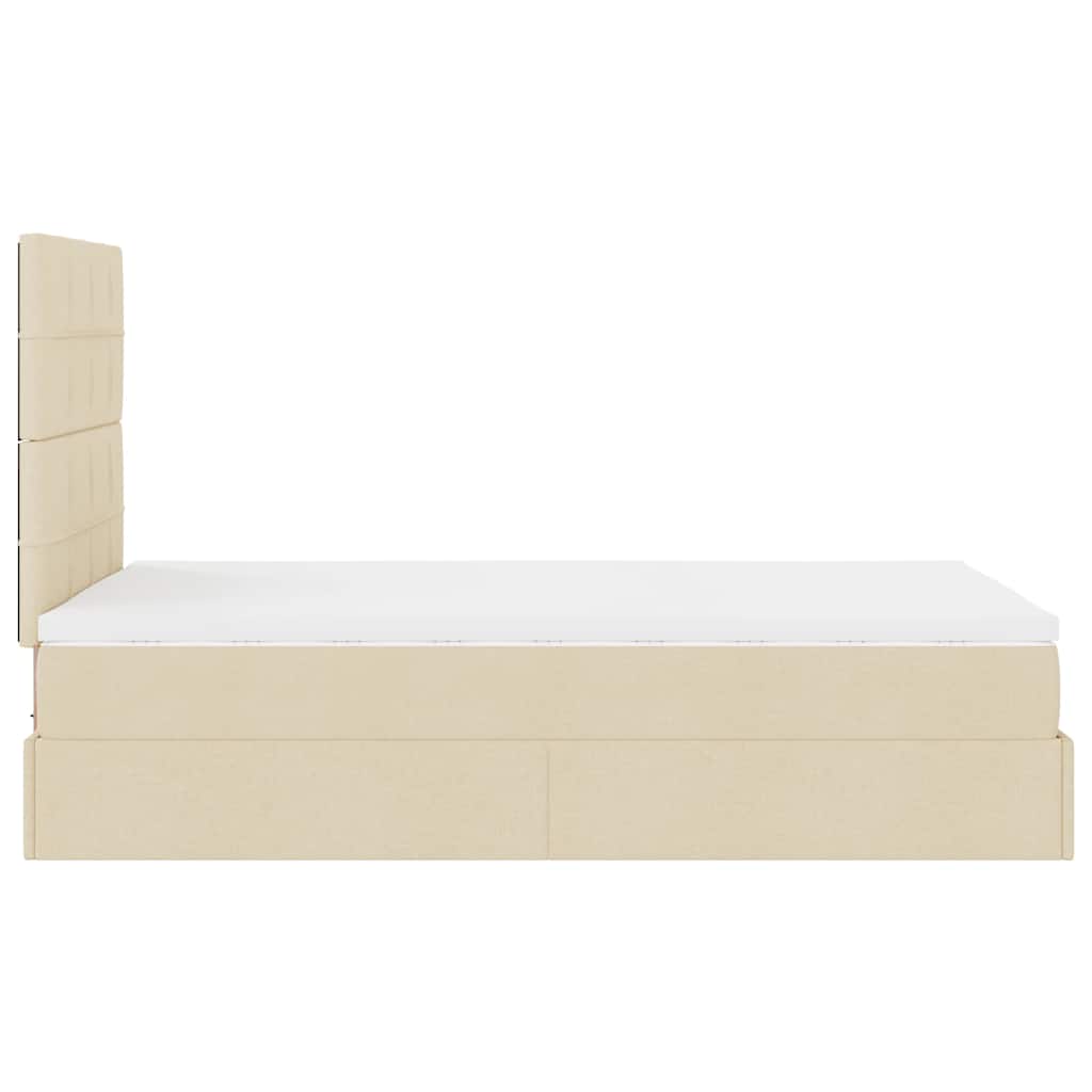 vidaXL Lit ottoman avec matelas et LED Crème 120x190 cm Tissu