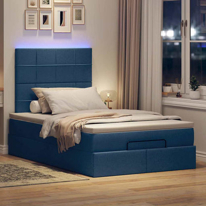 vidaXL Lit ottoman avec matelas et LED bleu 120x190 cm tissu