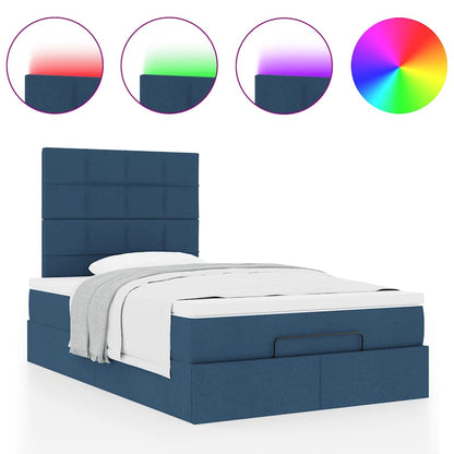 vidaXL Lit ottoman avec matelas et LED bleu 120x190 cm tissu