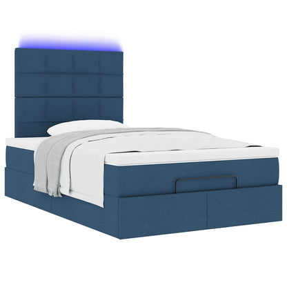 vidaXL Lit ottoman avec matelas et LED bleu 120x190 cm tissu