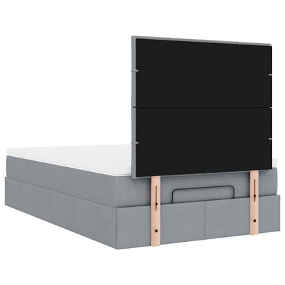 vidaXL Lit ottoman avec matelas et LED Gris clair 120x200 cm Tissu