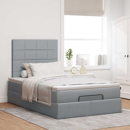 vidaXL Lit ottoman avec matelas et LED Gris clair 120x200 cm Tissu