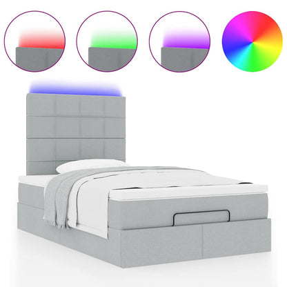 vidaXL Lit ottoman avec matelas et LED Gris clair 120x200 cm Tissu