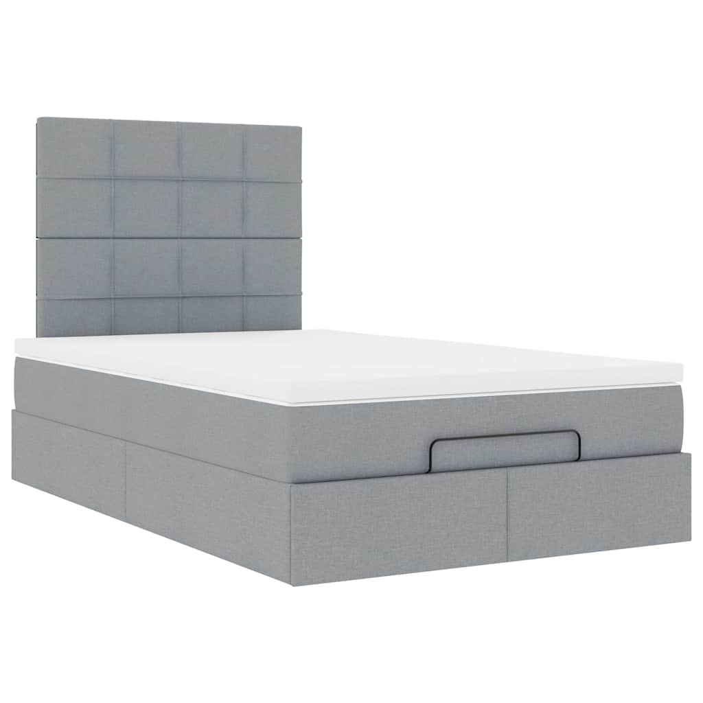 vidaXL Lit ottoman avec matelas et LED Gris clair 120x200 cm Tissu