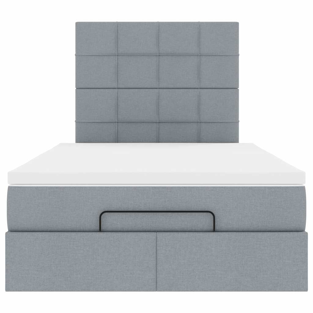 vidaXL Lit ottoman avec matelas et LED Gris clair 120x200 cm Tissu