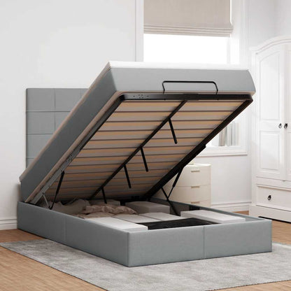 vidaXL Lit ottoman avec matelas et LED Gris clair 120x200 cm Tissu