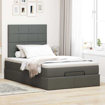 vidaXL Ottoman-Bett mit Matratze & LEDs Dunkelgrau 120x200 cm Stoff
